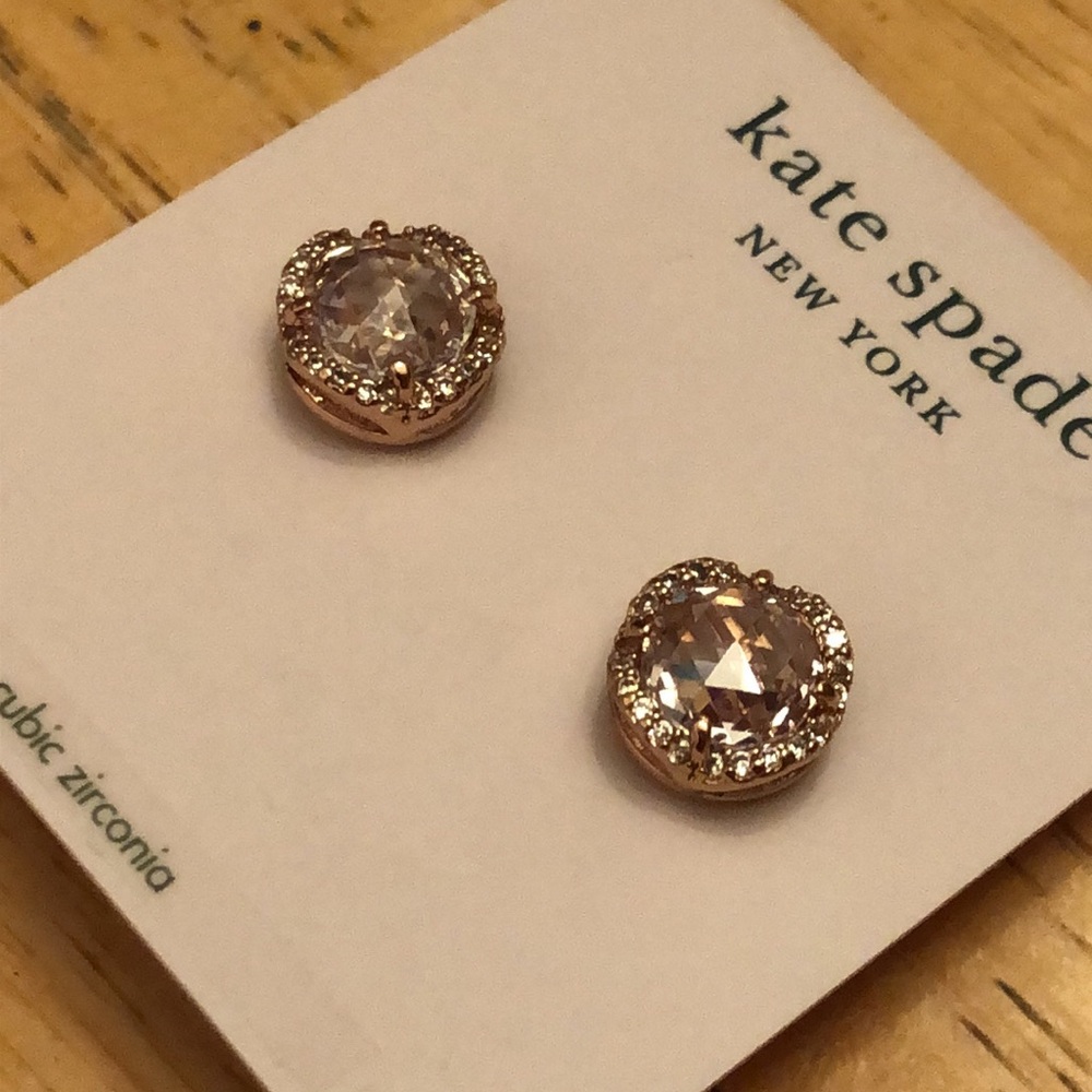 Kate Spade That Sparkle Large Round Rose Gold Tone & Clear CZ Stud Earrings NWT - Picture 13 of 15